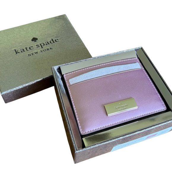 Kate Spade Pink Quartz Boxed Small Patent Slim Card Holder New In Box